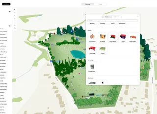 Map props, furniture and site dressing for event layouts