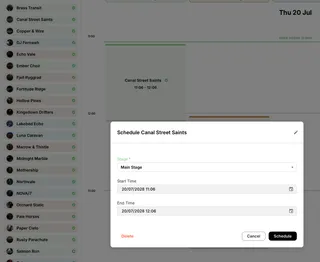 Live stage scheduling