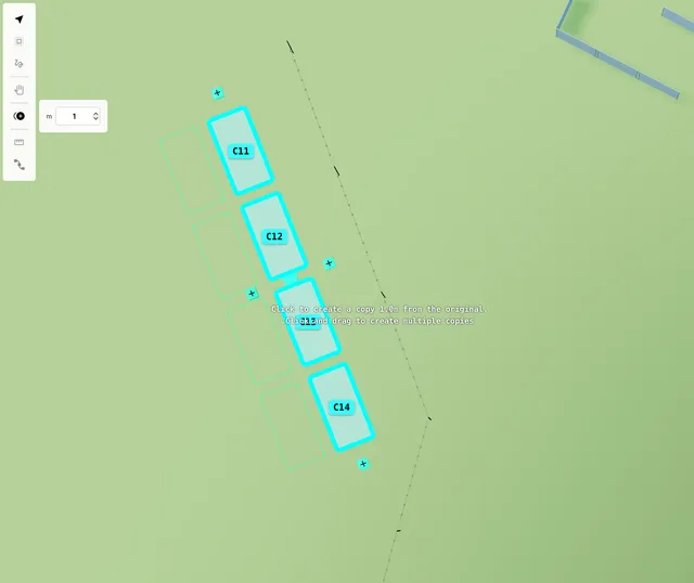 Linear duplicate — copy items in a row on your map