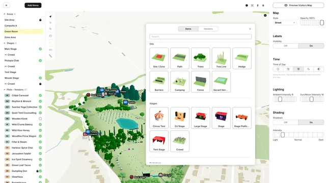 Interactive 3D event planning map